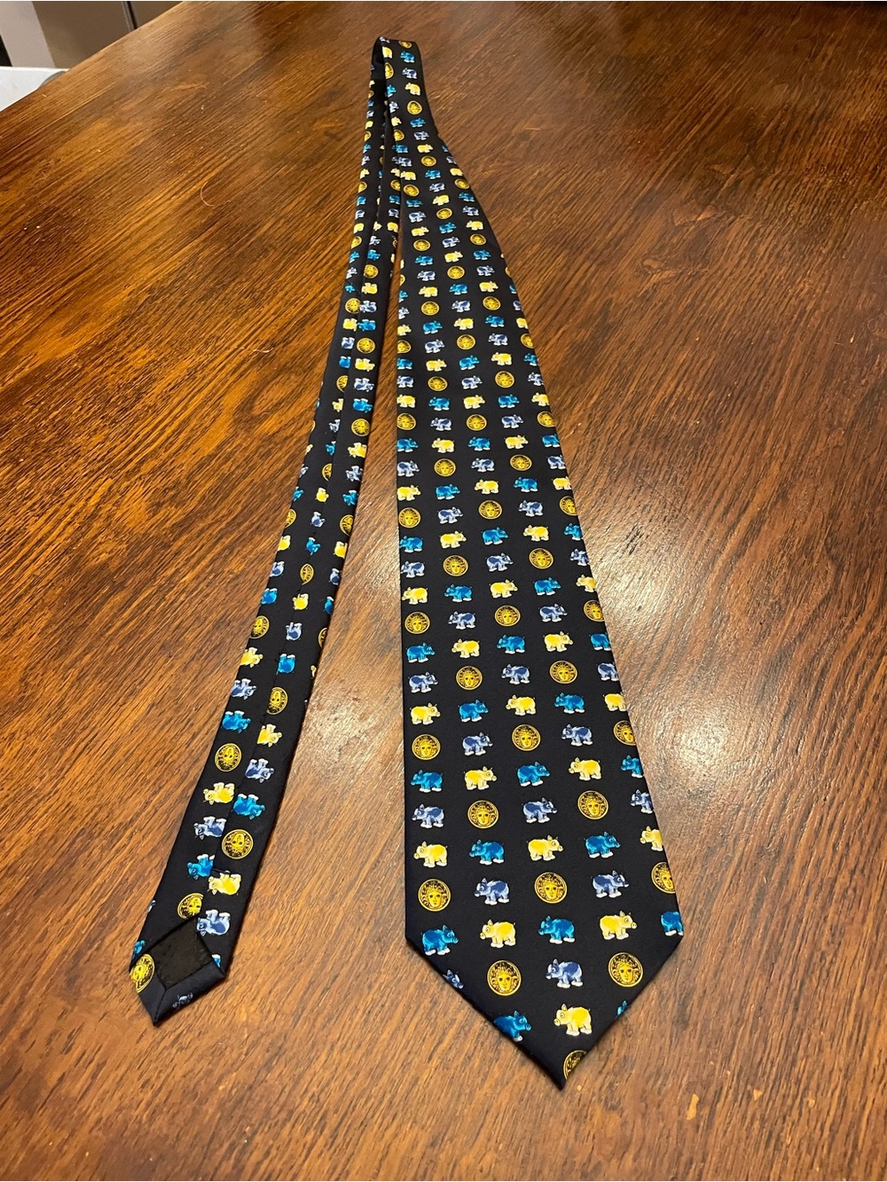 St Loren 100% Italian silk tie with piggy bank coin money
